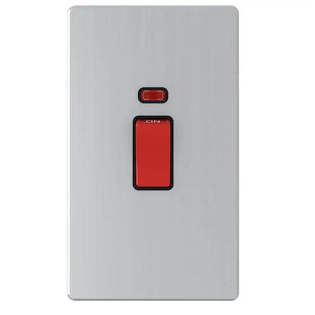 SNOWLITE 1 Gang Double Pole Silver Switch with Neon 3X6 45A